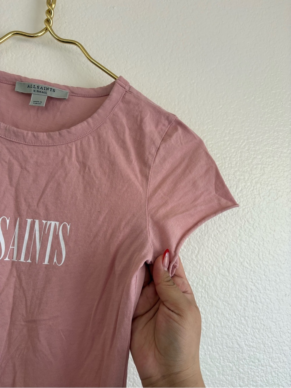 All Saints Pink Logo Short Sleeve Tee - Picture 3 of 4